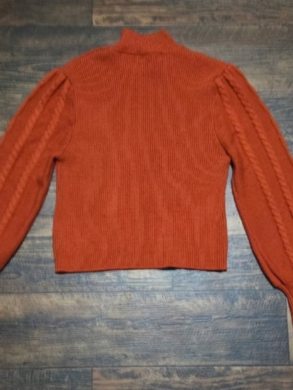 Rust Cable-Detail Mock Neck Sweater - Women - Picture 3 of 3